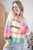 Striped Colorblock Drop Shoulder Sweater