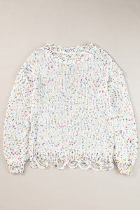 Confetti Distressed Knit Sweater