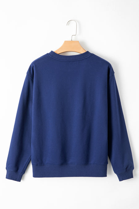 Solid Fleece Lined Drop Shoulder Terry Sweatshirt