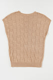 Lattice Textured Knit Short Sleeve Sweater