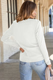 Solid Exposed Seam Crew Neck Long Sleeve Top