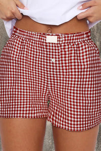 Plaid Gingham Printed High Waist Shorts