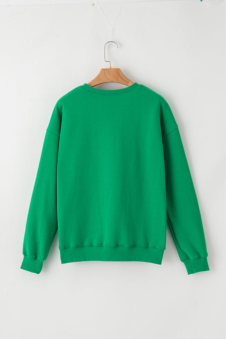 LUCKY Aphabet Chenille Embroidered Pullover Sweatshirt
