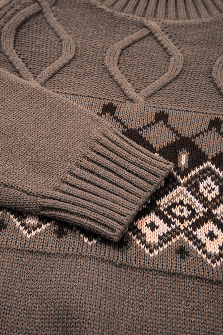 Western Crew Neck Knitted Sweater