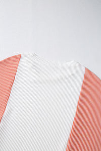 Color Block Long Sleeve Ribbed Loose Top