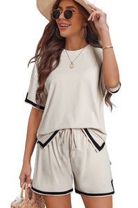 Contrast Trim Tee and Shorts Set