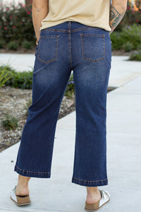 Plus Size Seamed Wide Leg High Waist Jeans