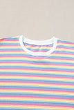 Stripe Rainbow Tee Tasseled String Wide Leg Pants Set