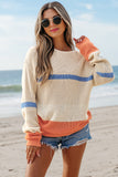 Colorblock Striped Drop Shoulder Cozy Sweater