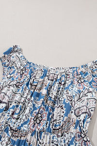 Boho Paisley Print Off Shoulder Maxi Dress