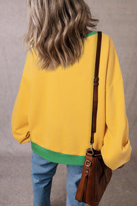 Color Block Patch Drop Shoulder Oversized Sweatshirt