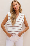 Stripe V Neck Knitted Loose Sweater Vest