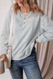 Solid Fleece Lined Drop Shoulder Terry Sweatshirt