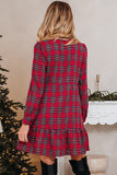 Plaid Half Button Long Sleeve Shirt Mini Dress