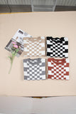 Checkered Drop Shoulder Round Neck Sweater