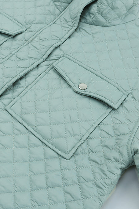 Quilted Pocketed Zip-up Cropped Jacket