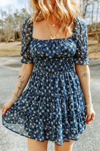 Floral Smocked Tiered Ruffle Short Dress