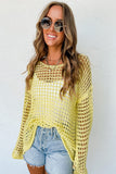 Open Knit Crochet Bell Sleeve Tunic Sweater