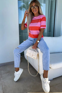 Colorblock Striped Knitted T shirt