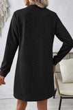 Textured Long Sleeve Shift Dress