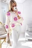 Floral Crochet Chunky Knit Sweater