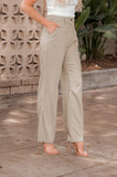 Khaki Faith Full Length Linen Twill Pants