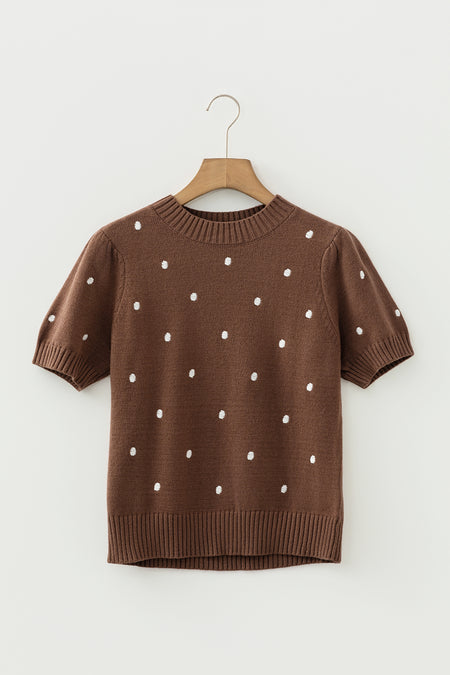 Polka Dot Bubble Sleeve Sweater