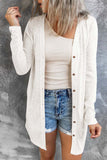 Open-front Buttoned Thigh-high Length Cardigan