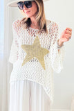 Star Graphic Crochet Knitted Summer Sweater Top