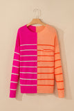 Striped Color Block Loose Fit Knit Sweater