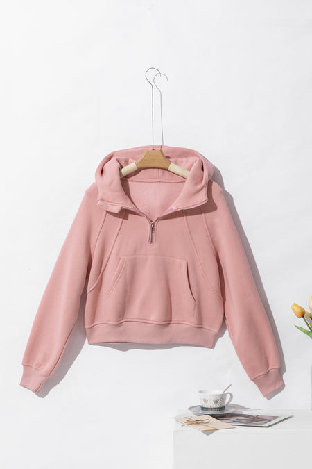 Quarter Zip Kangaroo Pocket Hoodie