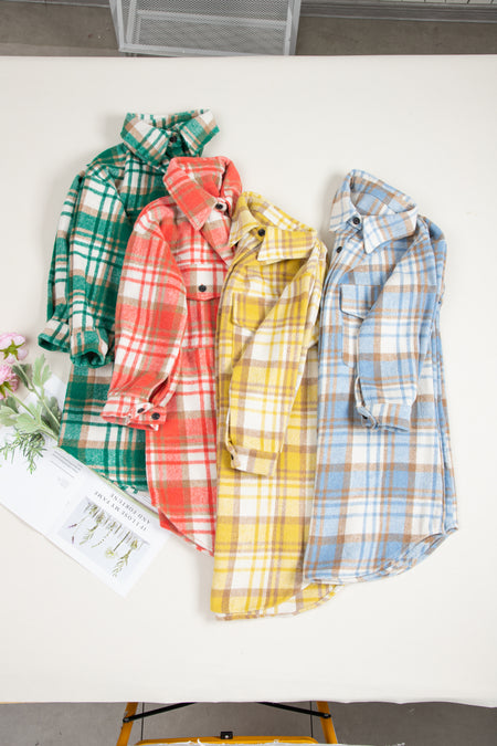 Plaid Flap Pocket Long Sleeve Shacket