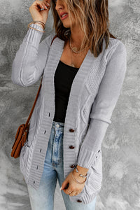 Front Pocket Buttons Closure Cardigan