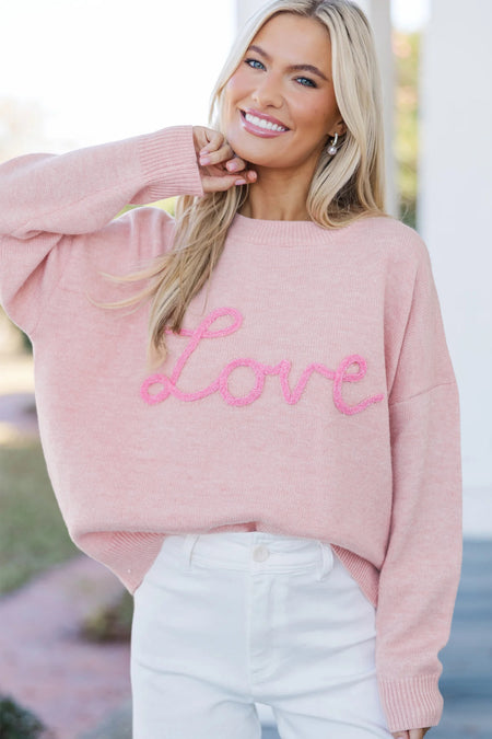 Corded Love Script Graphic Baggy Sweater