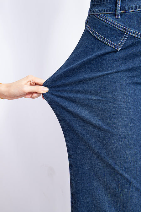 Stitched Waist Cuffed Jeans