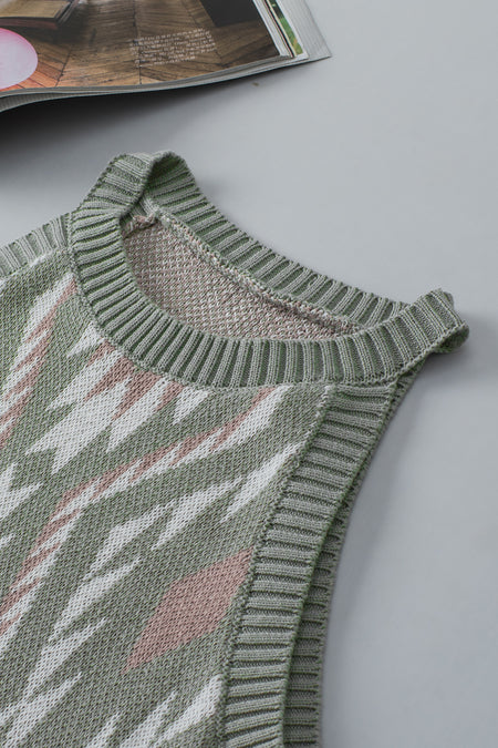 Western Tribal Aztec Pattern Knit Sweater Tank