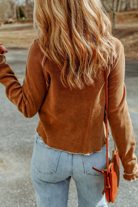 Textured Round Neck Long Sleeve Top