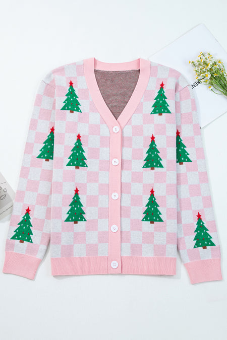 Checkered Christmas Cardigan Sweater