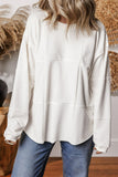 Solid Color Patchwork Drop Shoulder Baggy Sweatshirt