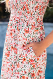 Boho Floral Smocked Ruffled Maxi Dress