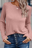Ribbed Round Neck Knit Long Sleeve Top