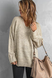 White V neck Drop Shoulder Knitted Sweater