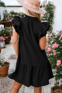 Tiered Ruffled Sleeves Mini Dress with Pockets