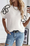 Flower Embroidery Sweater Tee