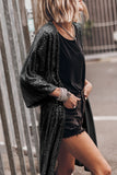 Sequin 3/4 Sleeve Open Front Duster Kimono