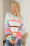 Striped Colorblock Drop Shoulder Sweater