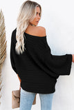 Exposed Seam Ribbed Knit Dolman Sweater