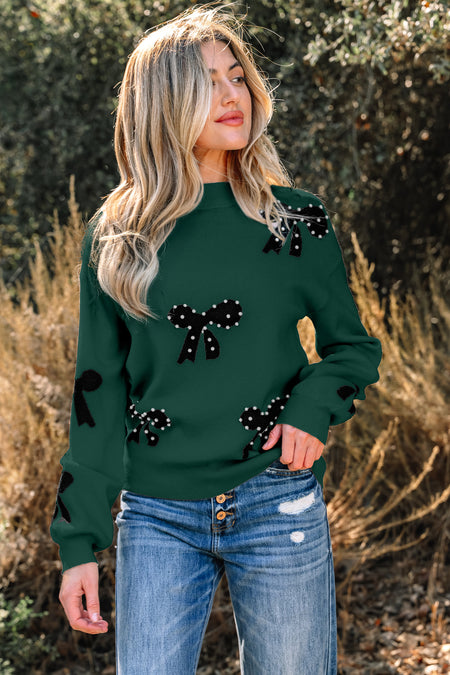 Pearl Bow Pattern Sweater