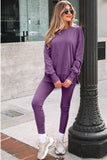 Oversize Slit Sweatshirt Ribbed Leggings Set