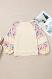 Floral Patchwork Balloon Sleeve Blouse